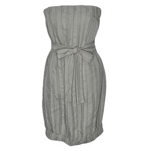 S BCBG To The Max Gray Strapless Bubble Hem Empire Waist Belted Mini Tube Dress